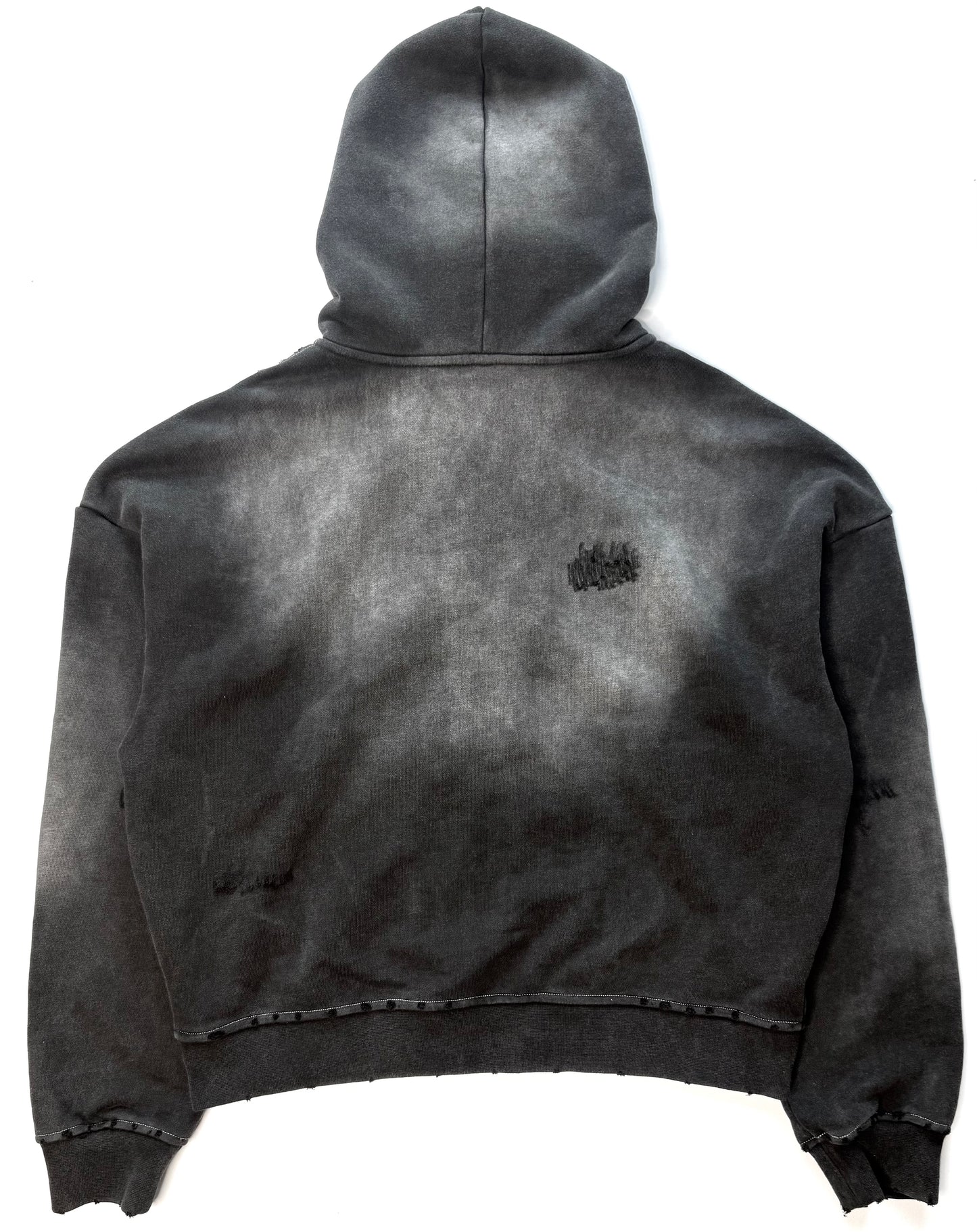 Distressed Crop Fit Zip-Up