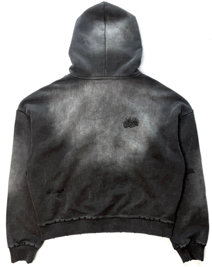 Distressed Crop Fit Zip-Up